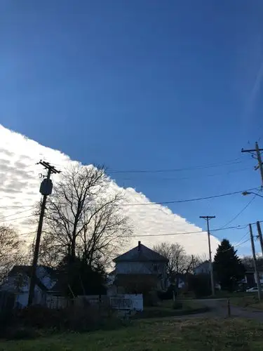 The sky's stunning, sharp division between blue and white.